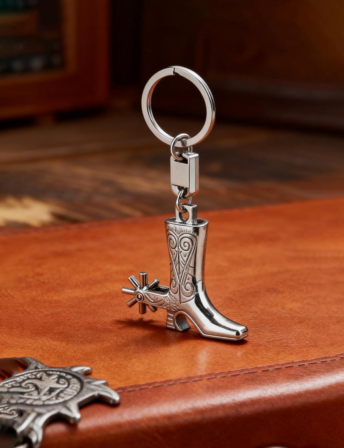 imageTOPACC Western Keychain Bottle Opener Cowboy Horse Bottle Opener Keychain Tool Vintage Key Ring for Western AccessoriesFsilver