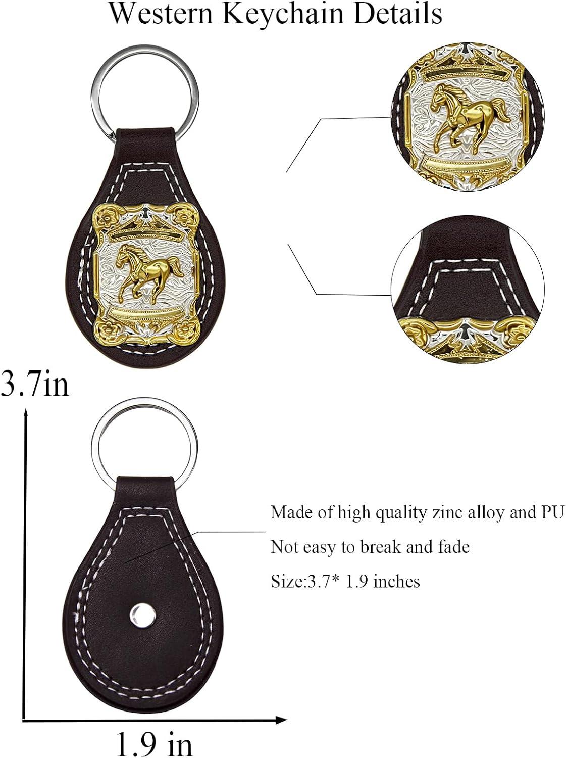 imageTOPACC Western Leather Keychain for Men Women Bag Charms Vintage Cowboy Key Rings for Western AccessoriesC Black