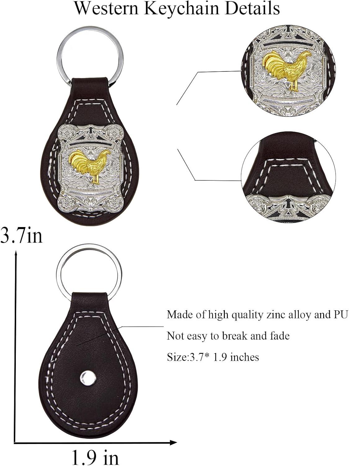 imageTOPACC Western Leather Keychain for Men Women Bag Charms Vintage Cowboy Key Rings for Western AccessoriesE Dark Brown