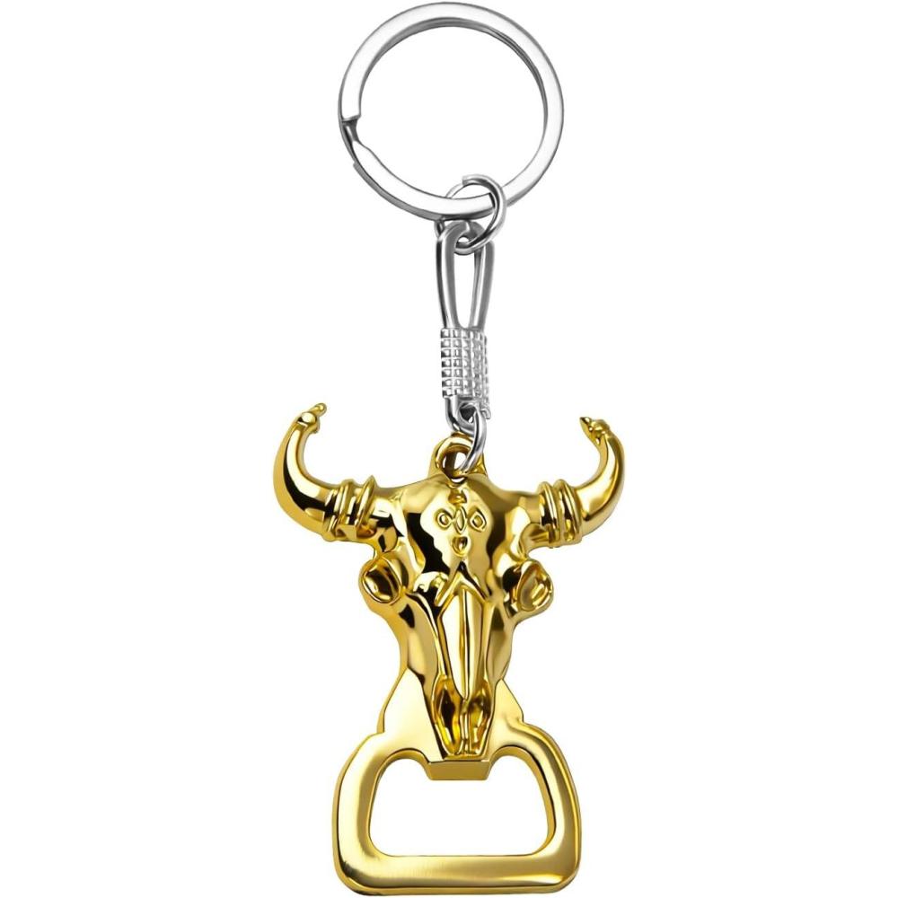 imageTOPACC Western Keychain Bottle Opener Cowboy Horse Bottle Opener Keychain Tool Vintage Key Ring for Western AccessoriesBGold