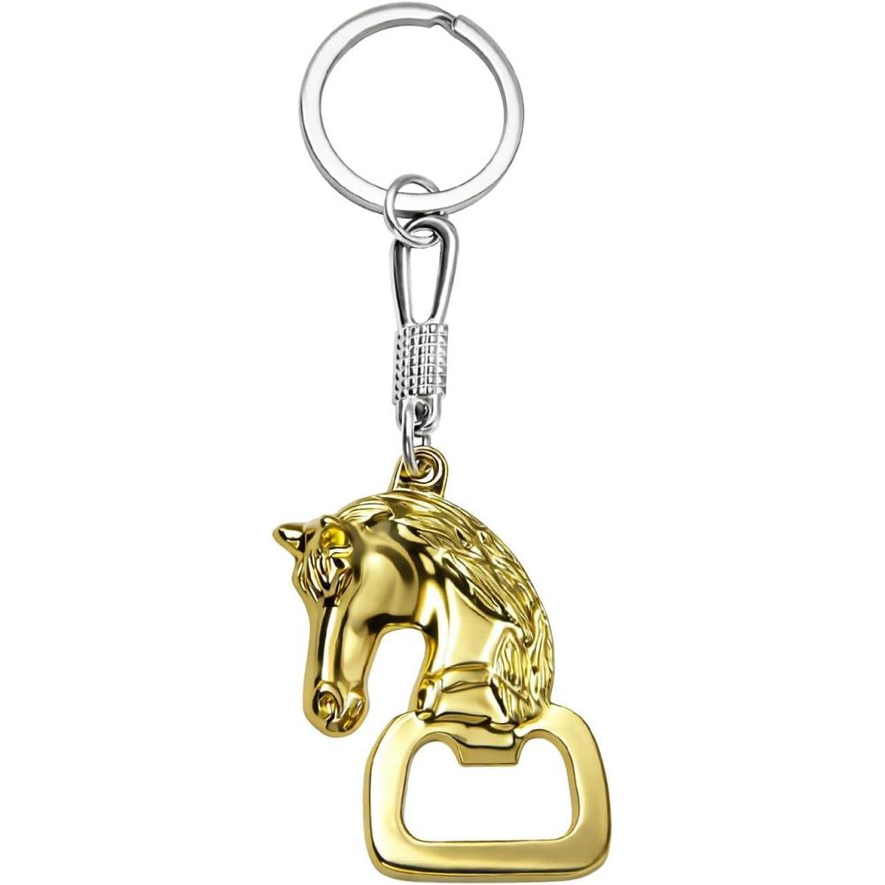 imageTOPACC Western Keychain Bottle Opener Cowboy Horse Bottle Opener Keychain Tool Vintage Key Ring for Western AccessoriesDgold