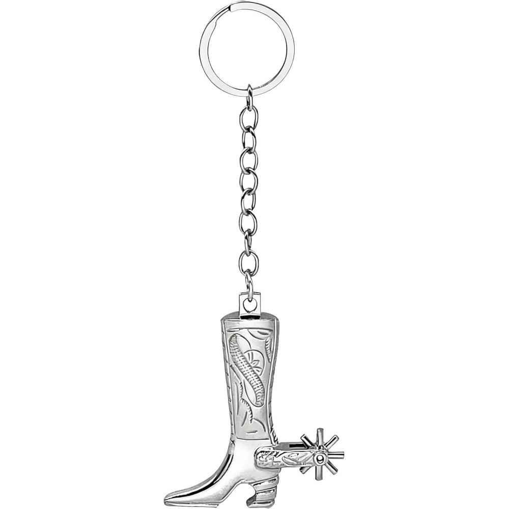 imageTOPACC Western Keychain Bottle Opener Cowboy Horse Bottle Opener Keychain Tool Vintage Key Ring for Western AccessoriesEsilver