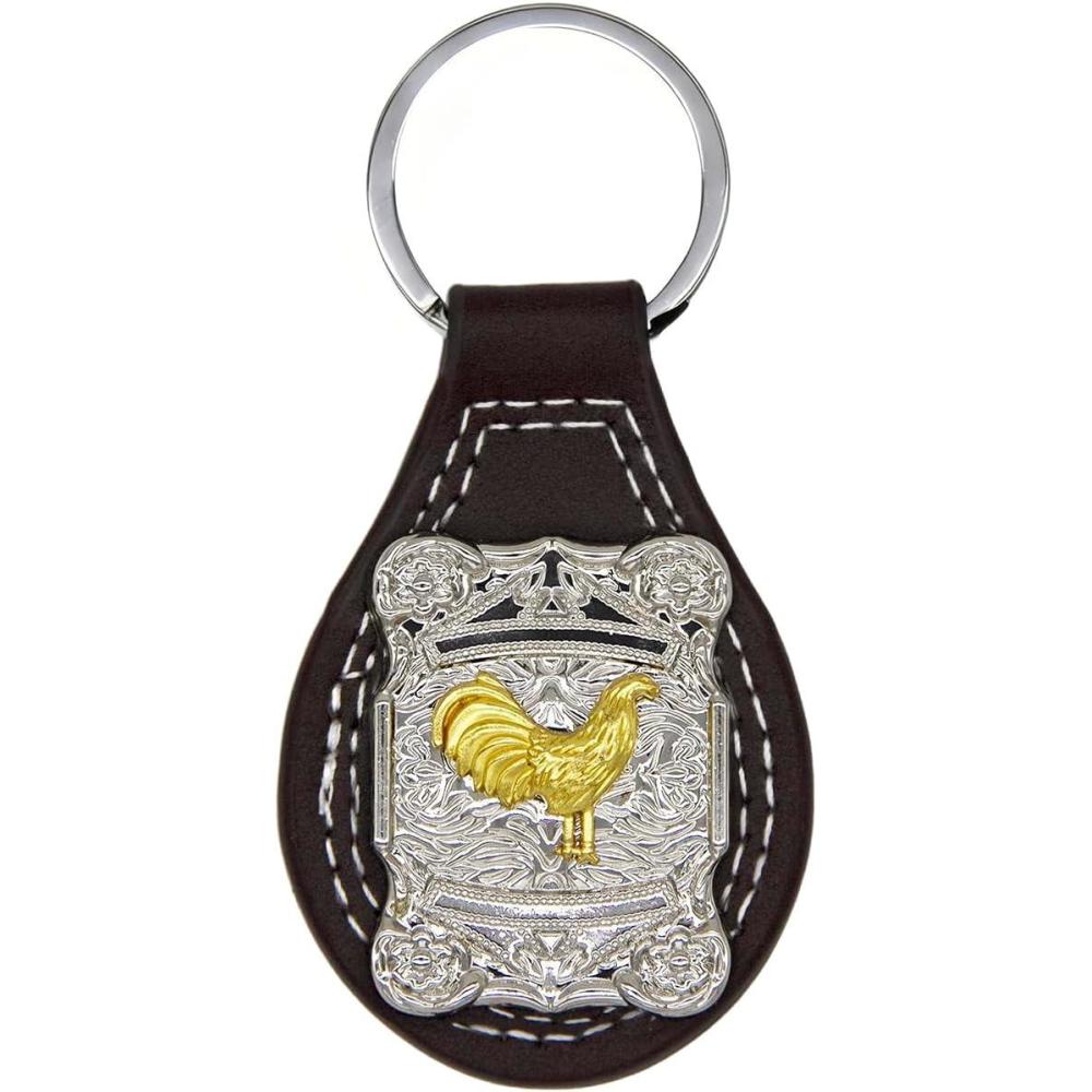 imageTOPACC Western Leather Keychain for Men Women Bag Charms Vintage Cowboy Key Rings for Western AccessoriesE Dark Brown