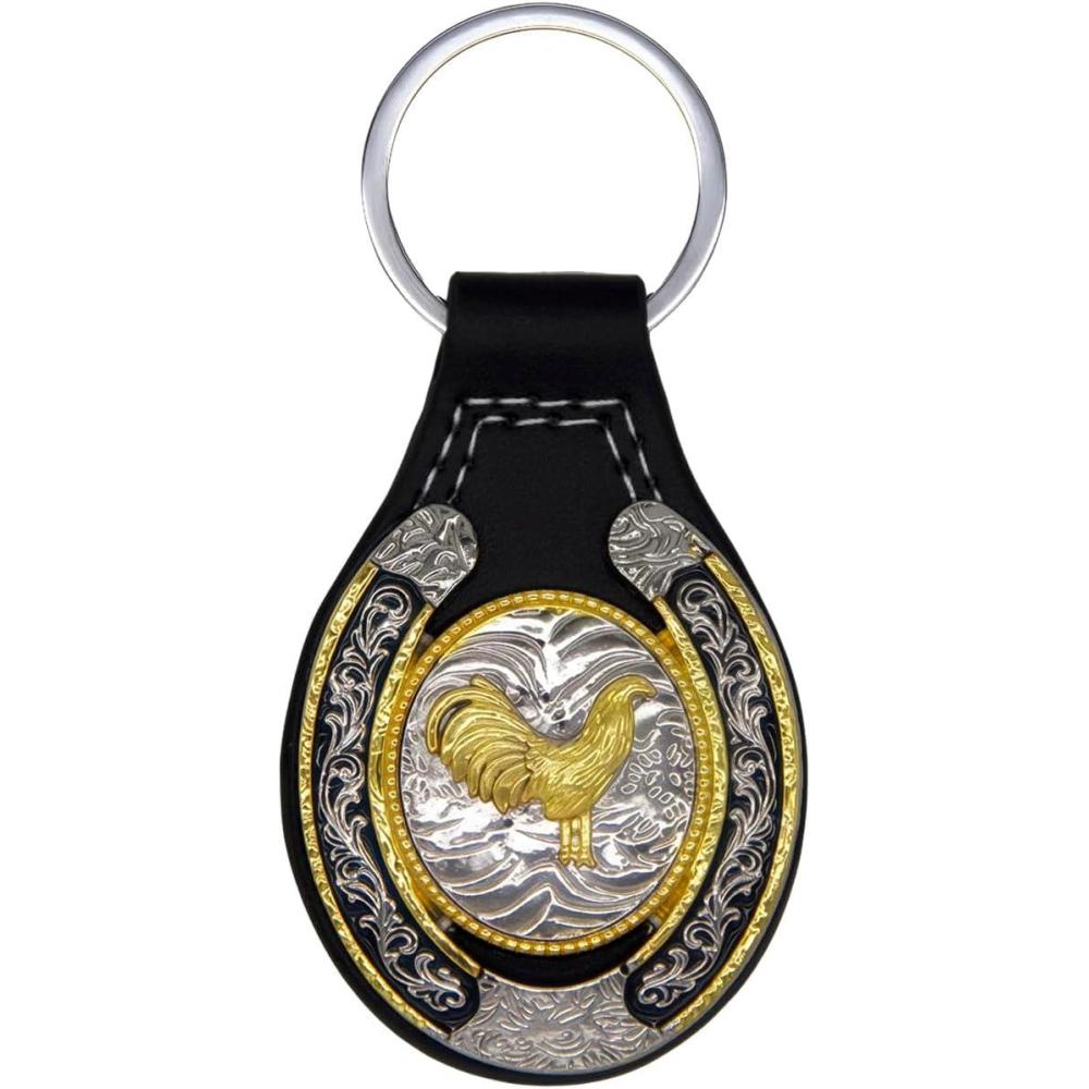 imageTOPACC Western Leather Keychain for Men Women Bag Charms Vintage Cowboy Key Rings for Western AccessoriesF Black