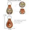 imageTOPACC Western Leather Keychain for Men Women Bag Charms Vintage Cowboy Key Rings for Western AccessoriesD Brown