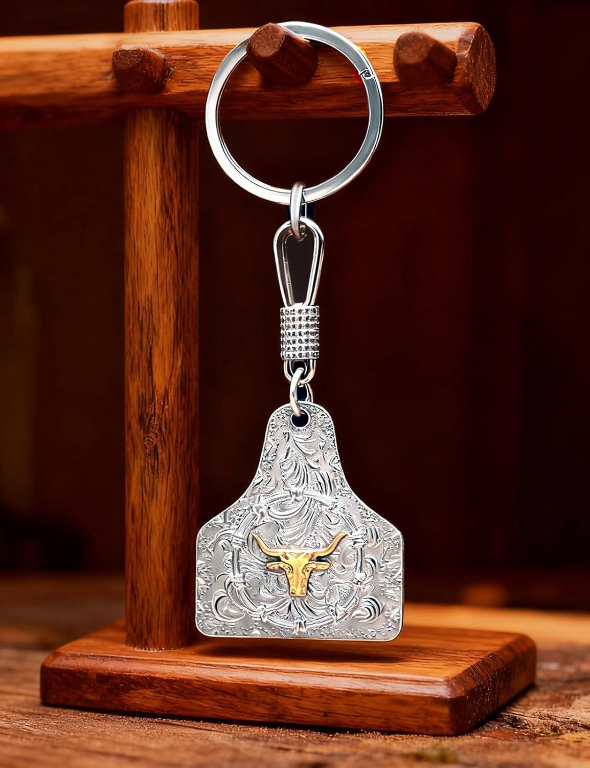 imageTOPACC Western Keychain for Men Women Cowboy Keychain Wallet Vintage Key Ring for Cowgirl AccessoriesAsilver