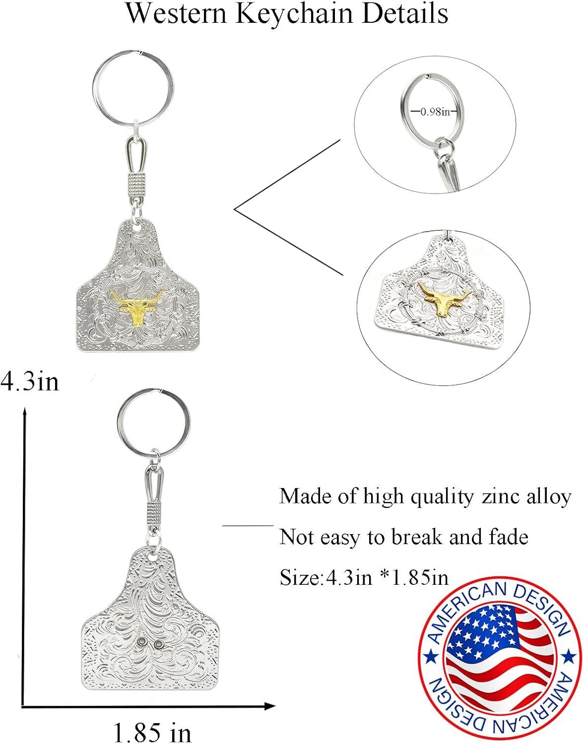 imageTOPACC Western Keychain for Men Women Cowboy Keychain Wallet Vintage Key Ring for Cowgirl AccessoriesAsilver