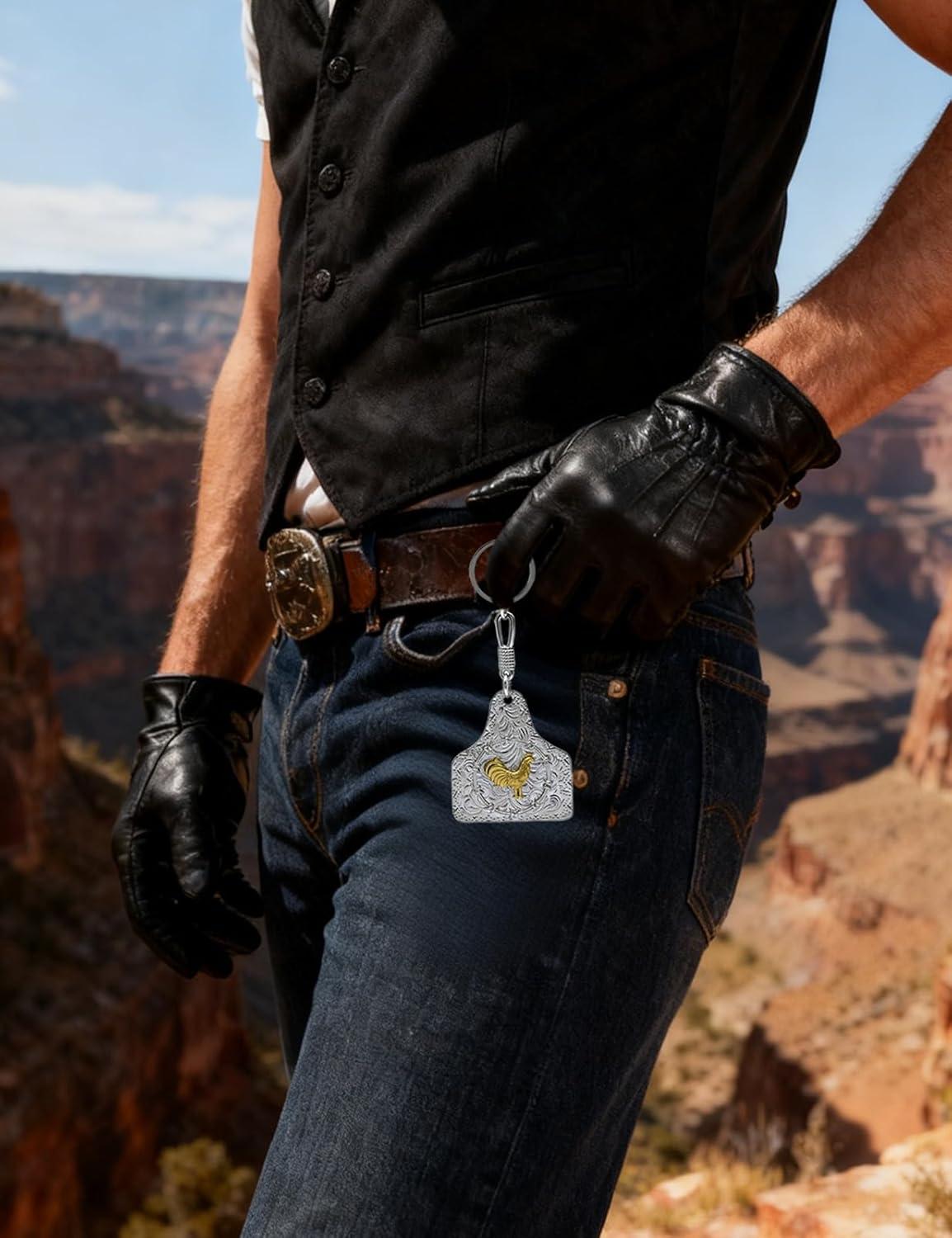 imageTOPACC Western Keychain for Men Women Cowboy Keychain Wallet Vintage Key Ring for Cowgirl AccessoriesBsilver