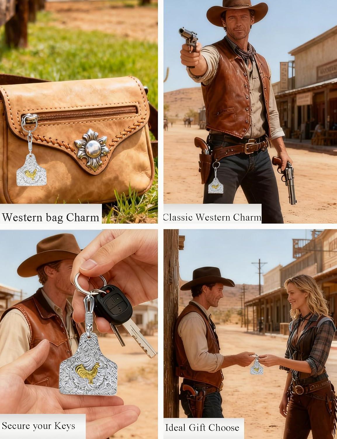 imageTOPACC Western Keychain for Men Women Cowboy Keychain Wallet Vintage Key Ring for Cowgirl AccessoriesBsilver