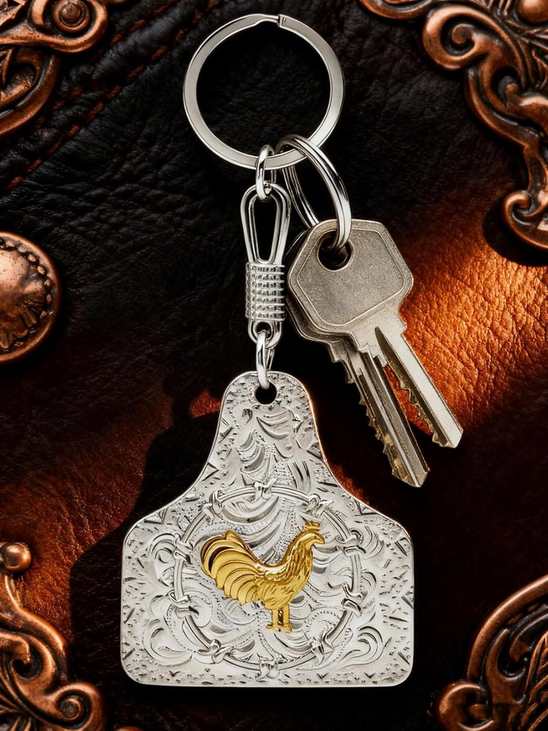 imageTOPACC Western Keychain for Men Women Cowboy Keychain Wallet Vintage Key Ring for Cowgirl AccessoriesBsilver