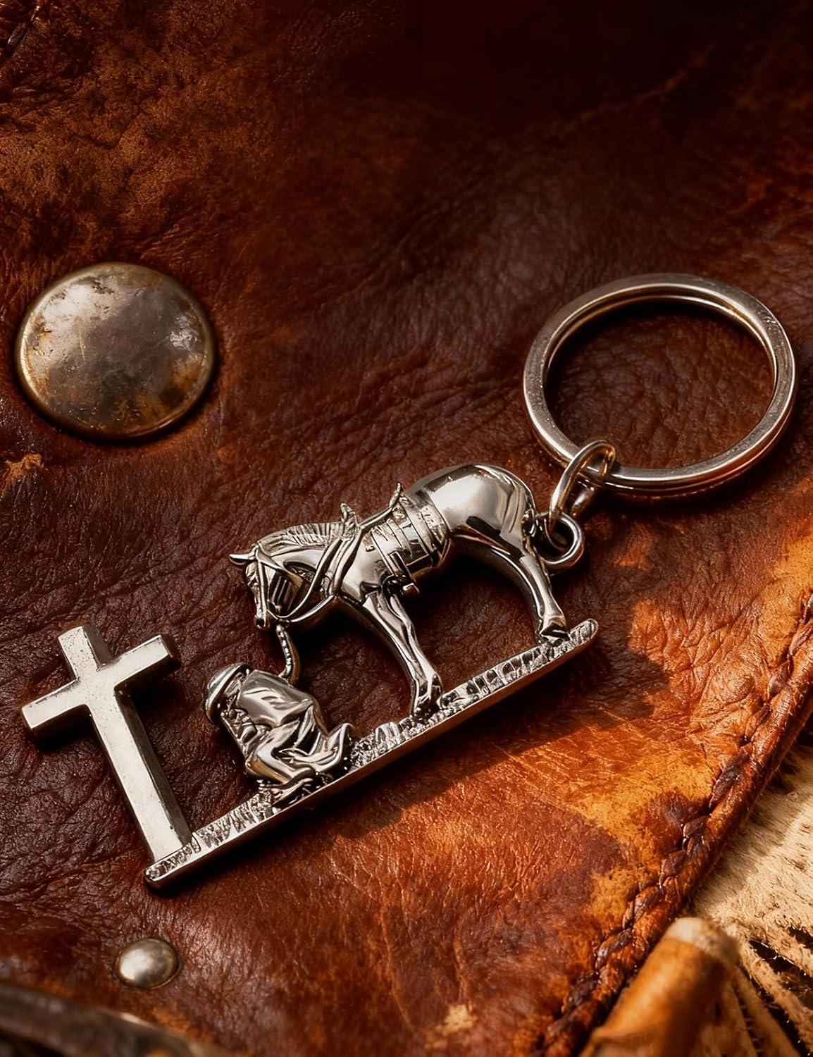imageTOPACC Western Keychain for Men Women Cowboy Keychain Wallet Vintage Key Ring for Cowgirl AccessoriesDsilver