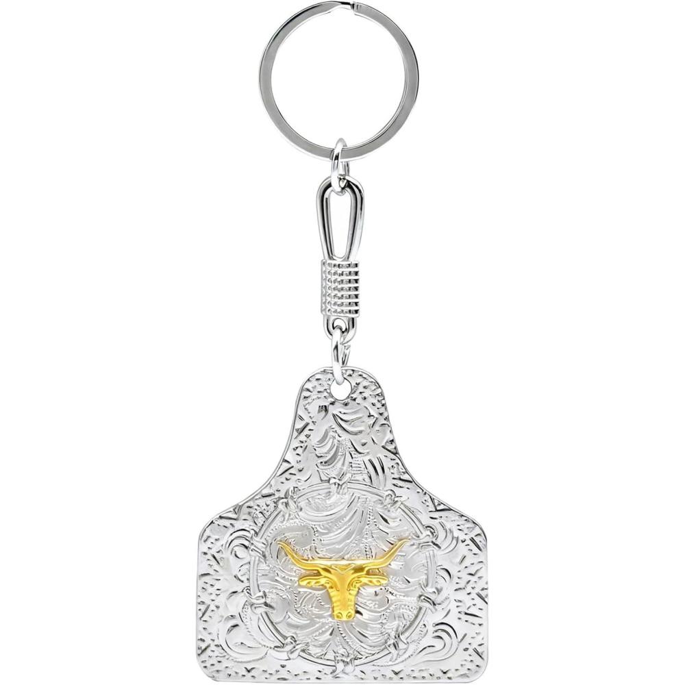 imageTOPACC Western Keychain for Men Women Cowboy Keychain Wallet Vintage Key Ring for Cowgirl AccessoriesAsilver