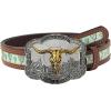 imageTOPACC Western Belts for Woman Men with Western Buckle Cowboy Cowgirl Country Belt for Jeans PantsGreen