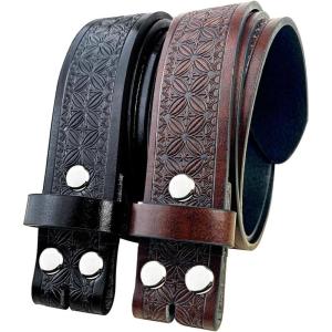 image:imageTOPACC 2 Pack Western Belts for Men Women Without Buckle Cowgirl Cowboy Belt Strap 15D Blackdark Brown