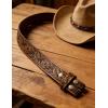 image:imageTOPACC 2 Pcs Western Belts for Men Women Without Buckle Cowgirl Cowboy 15 Leather Country Belt for Jeans Pants DressesB Blakcbrown