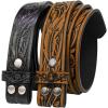 image:imageTOPACC 2 Pcs Western Belts for Men Women Without Buckle Cowgirl Cowboy 15 Leather Country Belt for Jeans Pants DressesA Blakcbrown