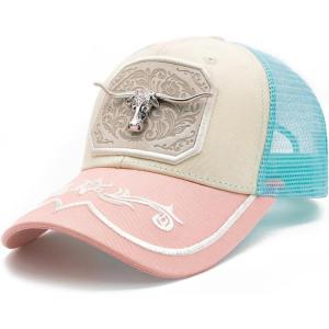 image:imageTOPACC Cowboy Trucker Hat for Women Cowgirl Western Country Hat Cute Baseball Cap for Rodeo OutfitA Pink