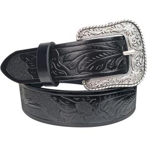image:imageTOPACC Womens Mens Western Belt with Buckle Cowboy Cowgirl Country Belt for Jeans PantsBlack