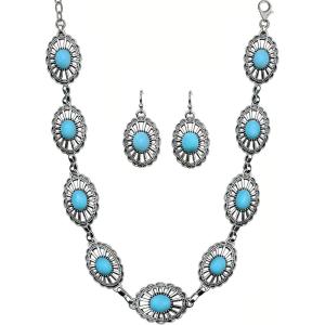 image:imageTOPACC Western Jewelry Set for Women Metal Vintage Western Necklace with Earings Cowgirl Jewery for Country Concert OutfitWhite