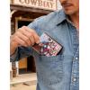 image:imageTOPACC Western Bifold Wallet for Men Faux Leather Cowboy Wallet with Zipper Pocket  Card Slots amp ID Window Western Gift for Outdoorsmen amp Rodeo FansBluePink