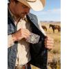 image:imageTOPACC Western Bifold Wallet for Men Faux Leather Cowboy Wallet with Zipper Pocket  Card Slots amp ID Window Western Gift for Outdoorsmen amp Rodeo FansLight Blue