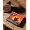 image:imageTOPACC Western Bifold Wallet for Men Faux Leather Cowboy Wallet with Zipper Pocket  Card Slots amp ID Window Western Gift for Outdoorsmen amp Rodeo FansRed