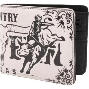 image:imageTOPACC Western Bifold Wallet for Men Faux Leather Cowboy Wallet with Zipper Pocket  Card Slots amp ID Window Western Gift for Outdoorsmen amp Rodeo FansLight Grey