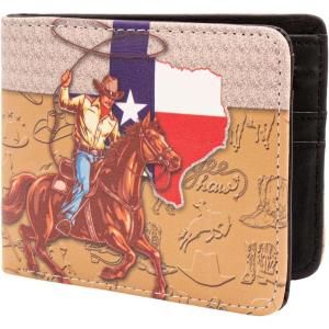 image:imageTOPACC Western Bifold Wallet for Men Faux Leather Cowboy Wallet with Zipper Pocket  Card Slots amp ID Window Western Gift for Outdoorsmen amp Rodeo FansBrown