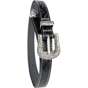 image:imageTOPACC Skinny Western Belts for Girls Boys Cowgirl Cowboy Thin Belt for Jeans Dresses Country Concert OutfitBlack