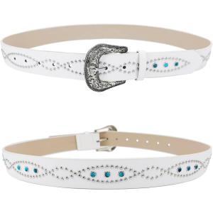 image:imageTOPACC Skinny Western Belts for Girls Boys Cowgirl Cowboy Thin Belt for Jeans Dresses Country Concert OutfitStyle02