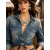 image:imageTOPACC Western Jewelry Set for Women Metal Vintage Western Necklace with Earrings Cowgirl Jewery for Country Concert OutfitWhite Turquoise