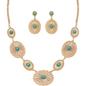 image:imageTOPACC Western Jewelry Set for Women Metal Vintage Western Necklace with Earrings Cowgirl Jewery for Country Concert OutfitBGold