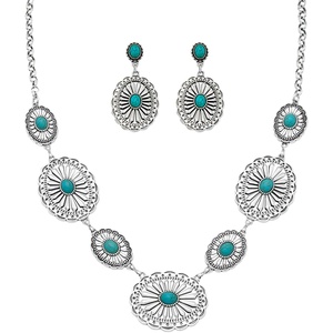 image:imageTOPACC Western Jewelry Set for Women Metal Vintage Western Necklace with Earrings Cowgirl Jewery for Country Concert OutfitBSilver