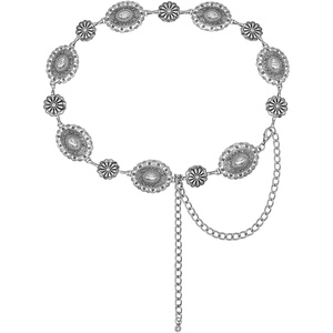 image:imageTOPACC Western Metal Concho Belt for Women Cowgirl Chain Belts for Dresses Jeans Country Concert OutfitK Silver