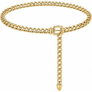 image:imageTOPACC Gold Chain Belts for Women Fashion Thick Metal Link Waist Belt  Chunky adjustable gold belt for dresses jeans pants country concerts cowgirl outfitsBgold