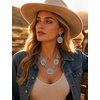 image:imageTOPACC Western Jewelry Set for Women Cowgirl Western Necklace with EarringsBSilver