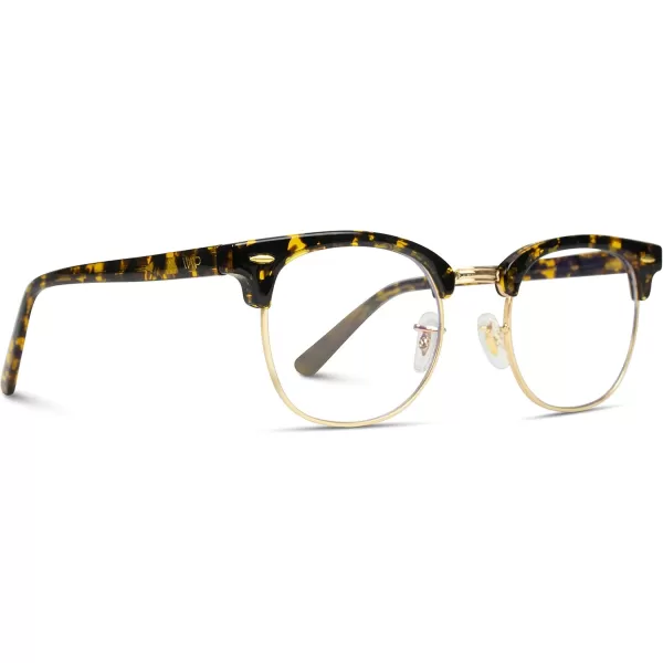 Vintage Inspired Blue Light Blocking Glasses Classic Half Frame Horn Rimmed Clear LensTortoise Frame  Gold Rimmed