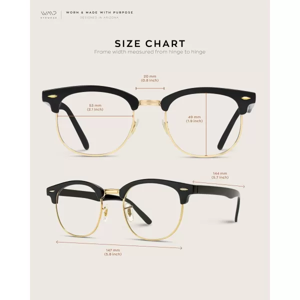 Vintage Inspired Blue Light Blocking Glasses Classic Half Frame Horn Rimmed Clear LensTortoise Frame  Gold Rimmed