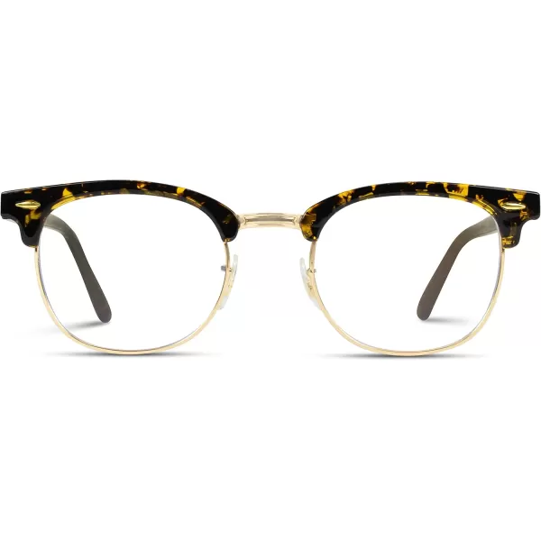 Vintage Inspired Blue Light Blocking Glasses Classic Half Frame Horn Rimmed Clear LensTortoise Frame  Gold Rimmed