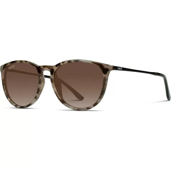 WMP Eyewear Round Sunglasses  Polarized UV Protection  Trendy Sunglasses for Women  Retro Designer StyleBeige Tortoise Frame  Brown Gradient Lens