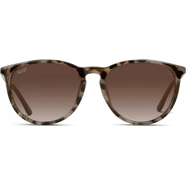 WMP Eyewear Round Sunglasses  Polarized UV Protection  Trendy Sunglasses for Women  Retro Designer StyleBeige Tortoise Frame  Brown Gradient Lens