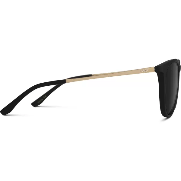 WMP Eyewear Round Sunglasses  Polarized UV Protection  Trendy Sunglasses for Women  Retro Designer StyleGold FrameBlack Lens