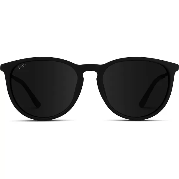 WMP Eyewear Round Sunglasses  Polarized UV Protection  Trendy Sunglasses for Women  Retro Designer StyleGold FrameBlack Lens