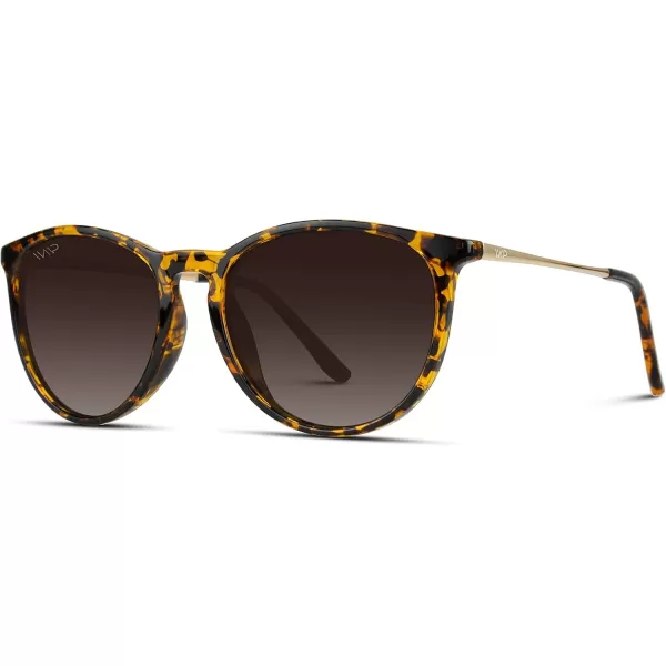 WMP Eyewear Round Sunglasses  Polarized UV Protection  Trendy Sunglasses for Women  Retro Designer StyleTortoise FrameBrown Lens