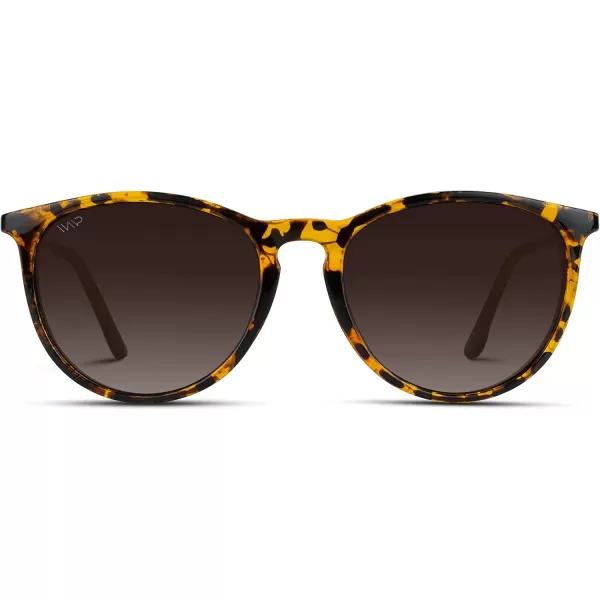 WMP Eyewear Round Sunglasses  Polarized UV Protection  Trendy Sunglasses for Women  Retro Designer StyleTortoise FrameBrown Lens