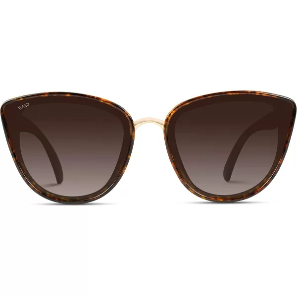 WearMe Pro  Classic Women Oversized Metal Frame Elegant Mirrored Lens Cat Eye SunglassesTortoise  Brown Lens