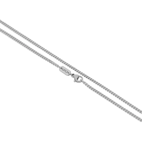 WearMe Pro Indented Compass Pendant with 3mm Cuban Link ChainSilver