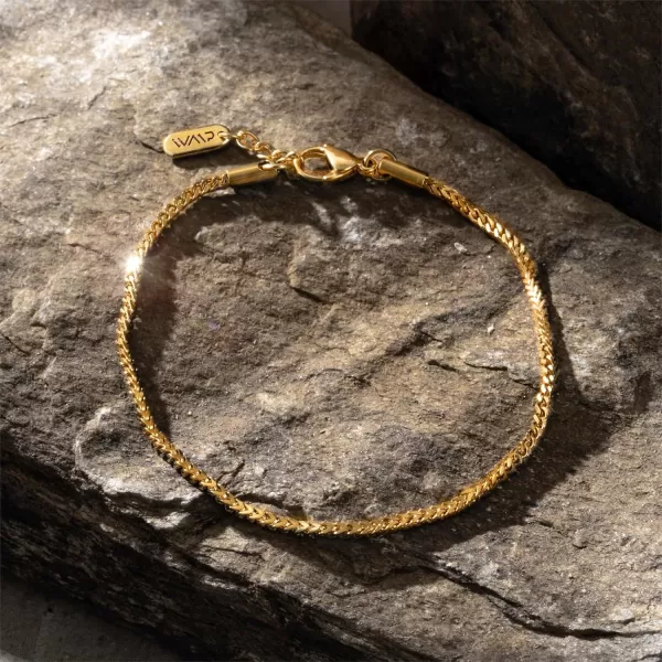 WearMe Pro Mens 2mm Foxtail Style Bracelet  Adjustable SizeGold