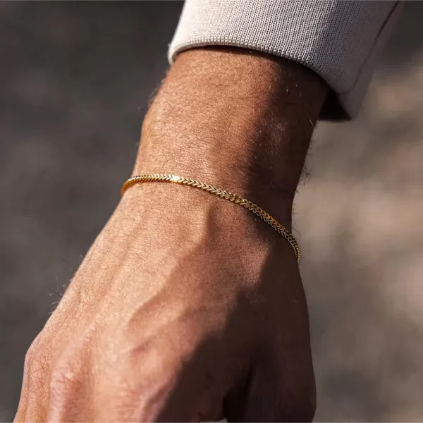 WearMe Pro Mens 2mm Foxtail Style Bracelet  Adjustable SizeGold