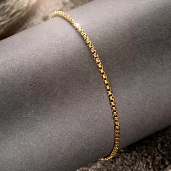 WearMe Pro Mens 2mm Rolo Box Bracelet  Adjustable SizeGold